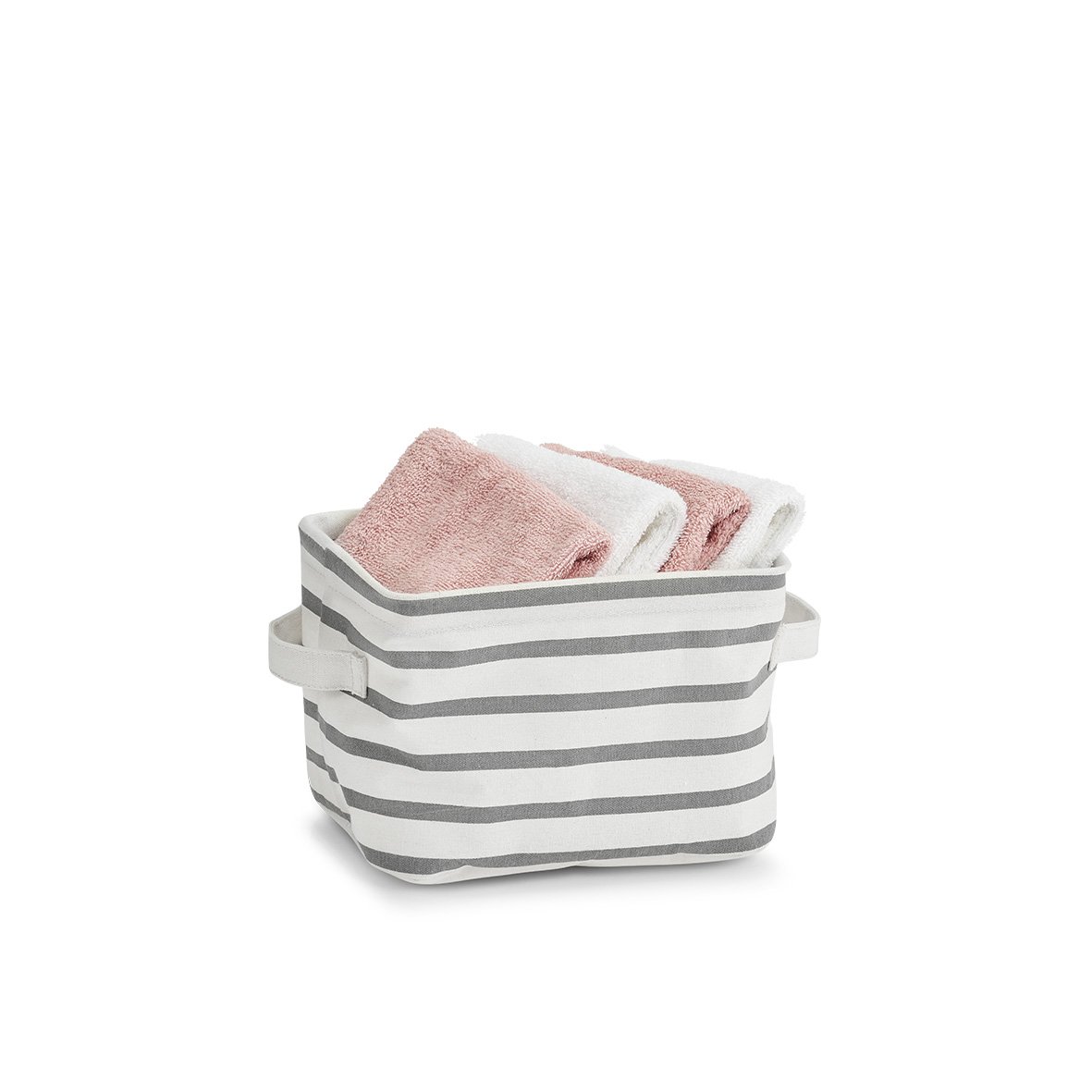 zeller-present-home-living-korb-stripes-canvas-wei-grau image 2
