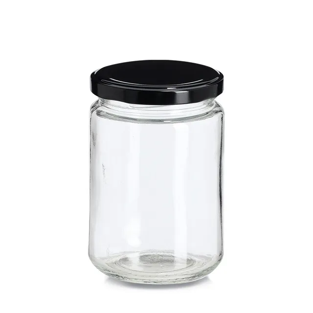 zeller-k-che-einmachglas-350-ml-vorratsglas-schwarzer-deckel image 1