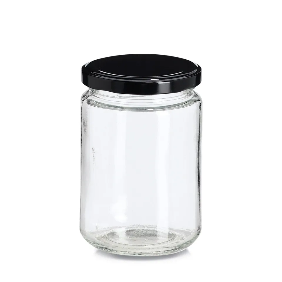 zeller-k-che-einmachglas-350-ml-vorratsglas-schwarzer-deckel image 1