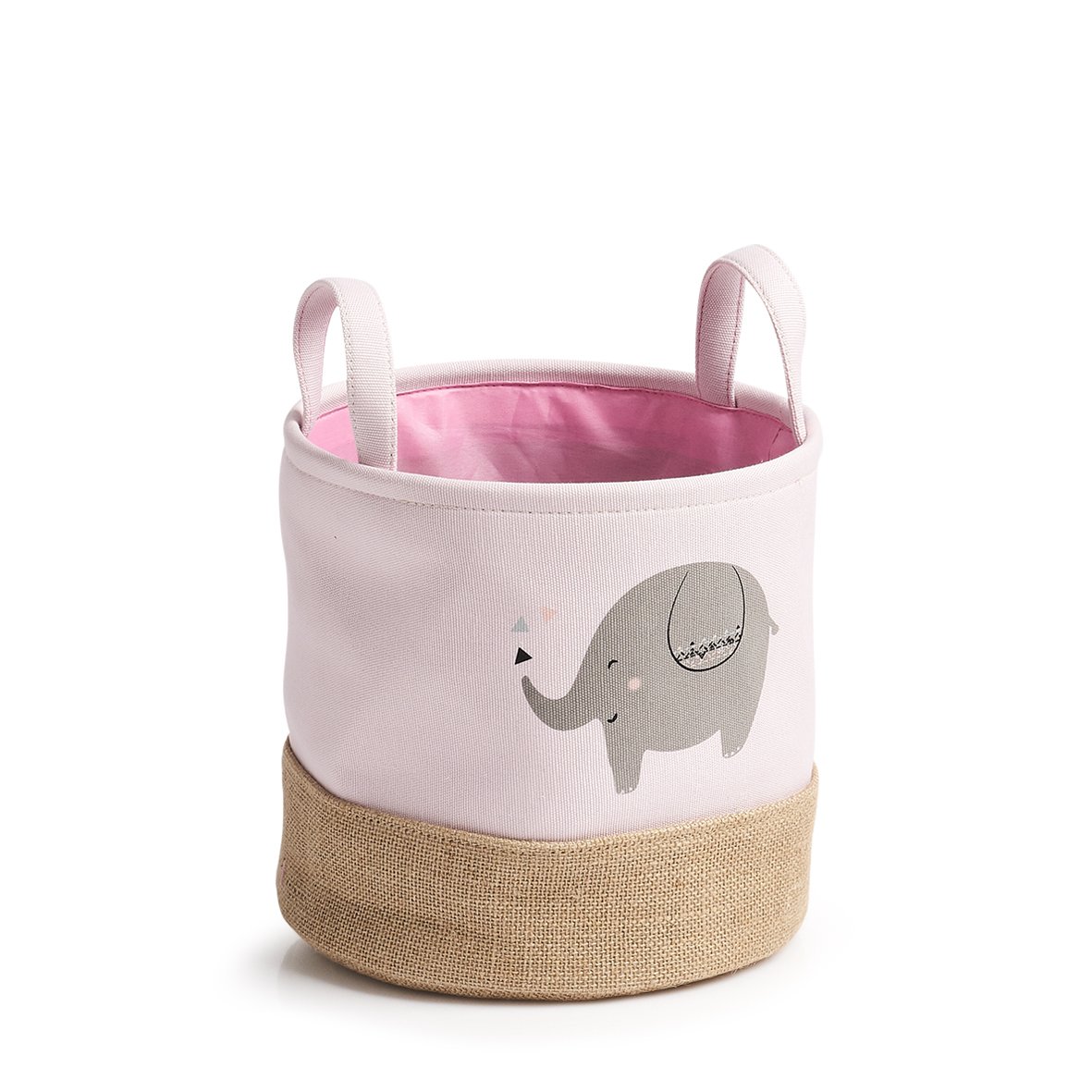 zeller-present-elefant-aufbewahrungskorb-polyester-jute-rosa image 1