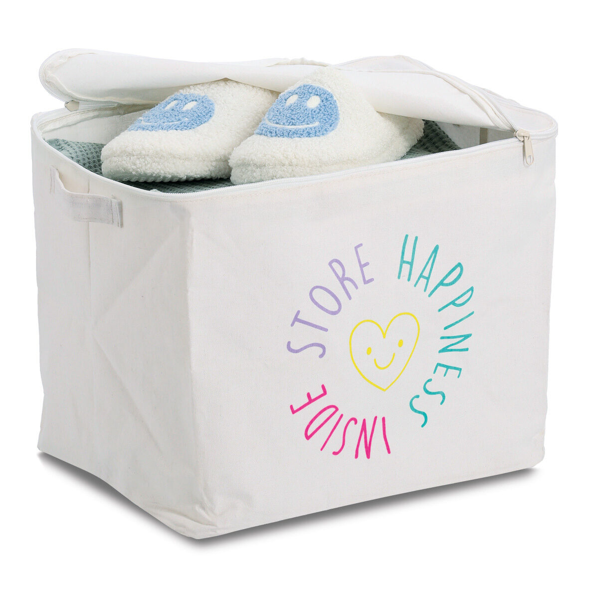 zeller-present-happiness-aufbewahrungsbox-creme-reissverschluss image 3