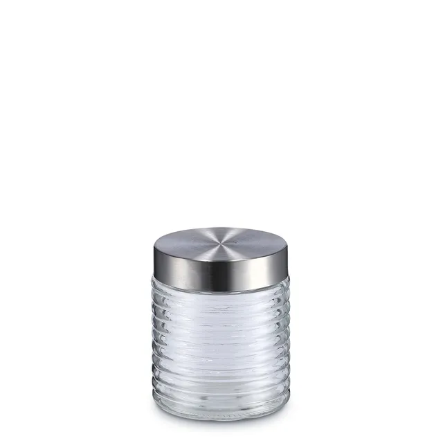 zeller-present-k-che-vorratsglas-gerillt-650-ml-edelstahldeckel image 1