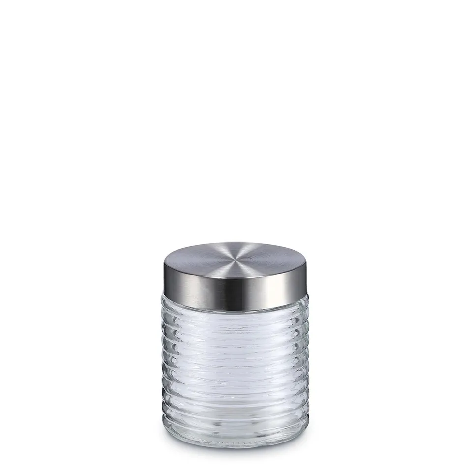 zeller-present-k-che-vorratsglas-gerillt-650-ml-edelstahldeckel image 1