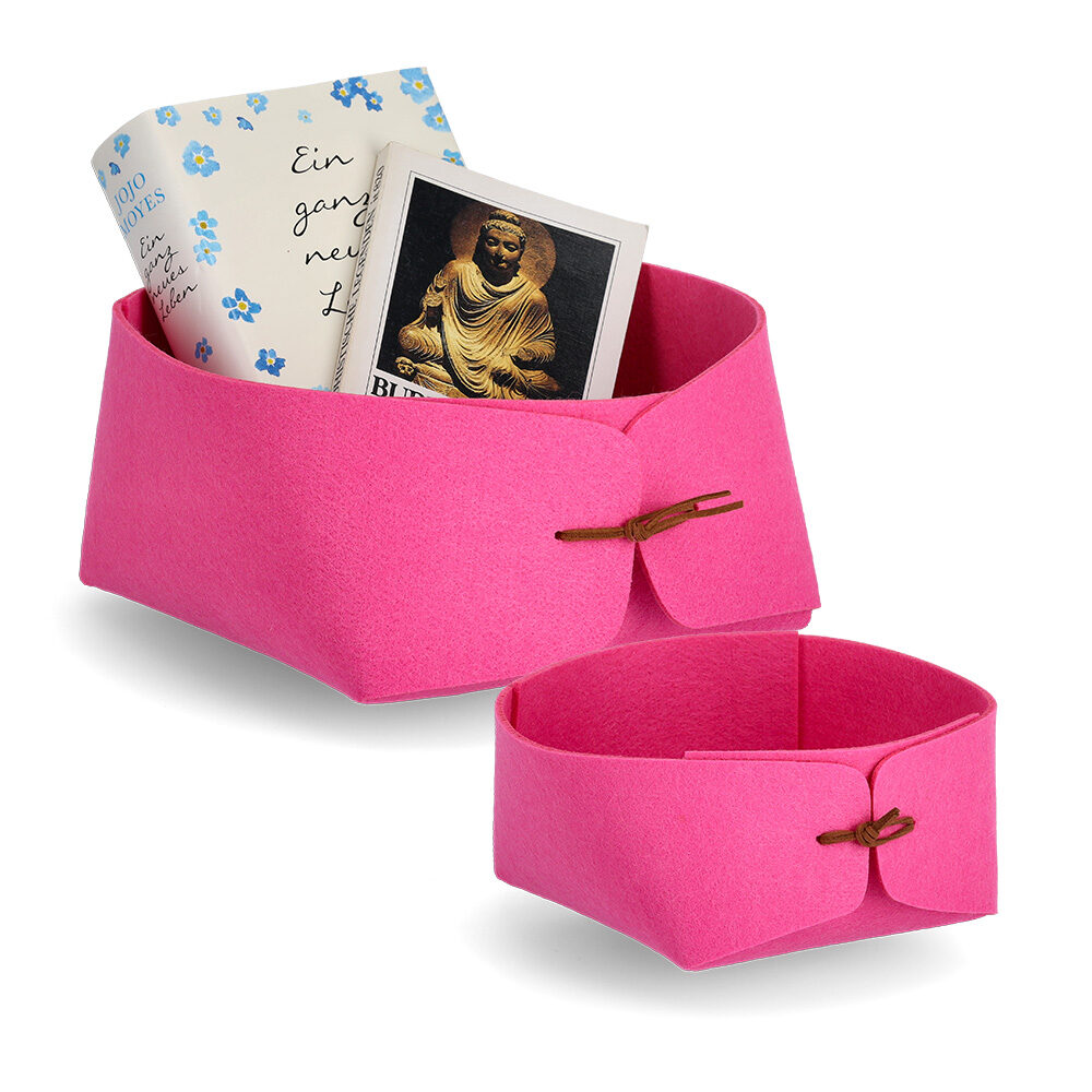 zeller-present-home-living-aufbewahrungskorb-filz-pink-flach image 4