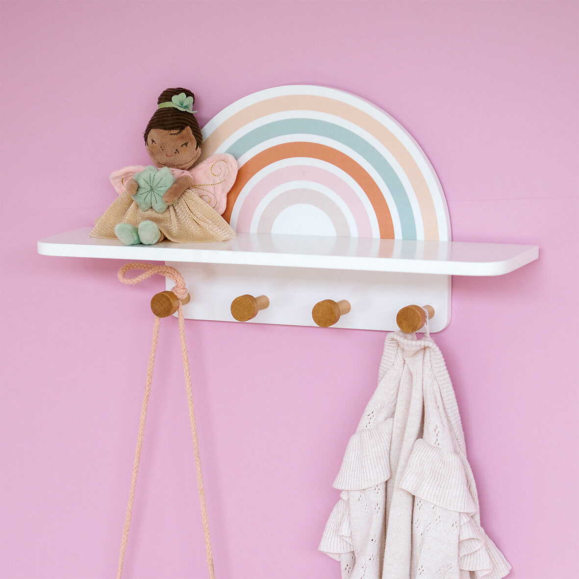zeller-present-rainbow-kinder-wandgarderobe-holz-ablage image 4