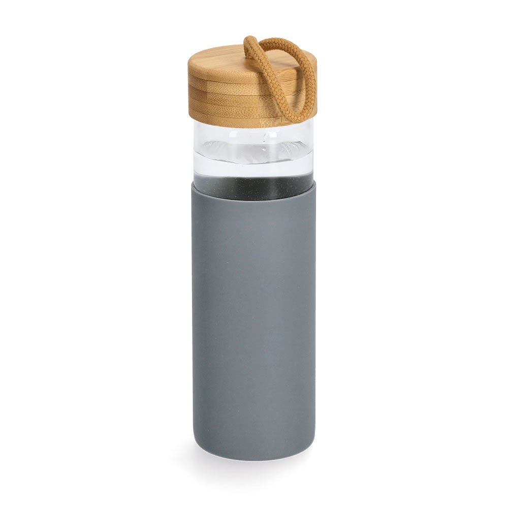 zeller-present-k-che-trinkflasche-glas-500ml-grau-bambusdeckel image 2