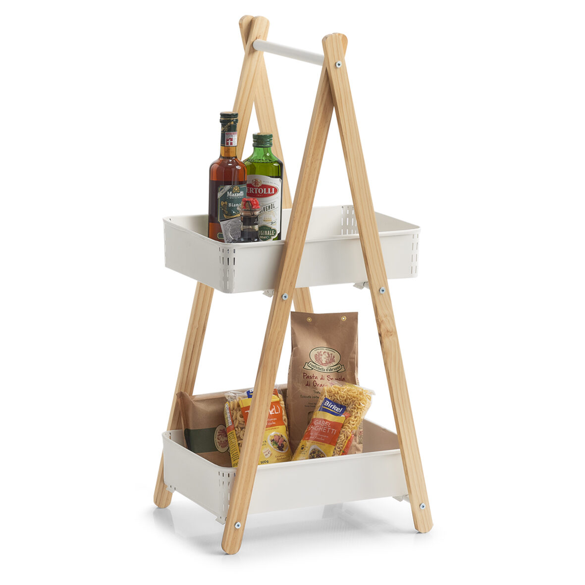 zeller-present-home-living-standregal-mit-2-k-rben-wei-metall-holz image 2