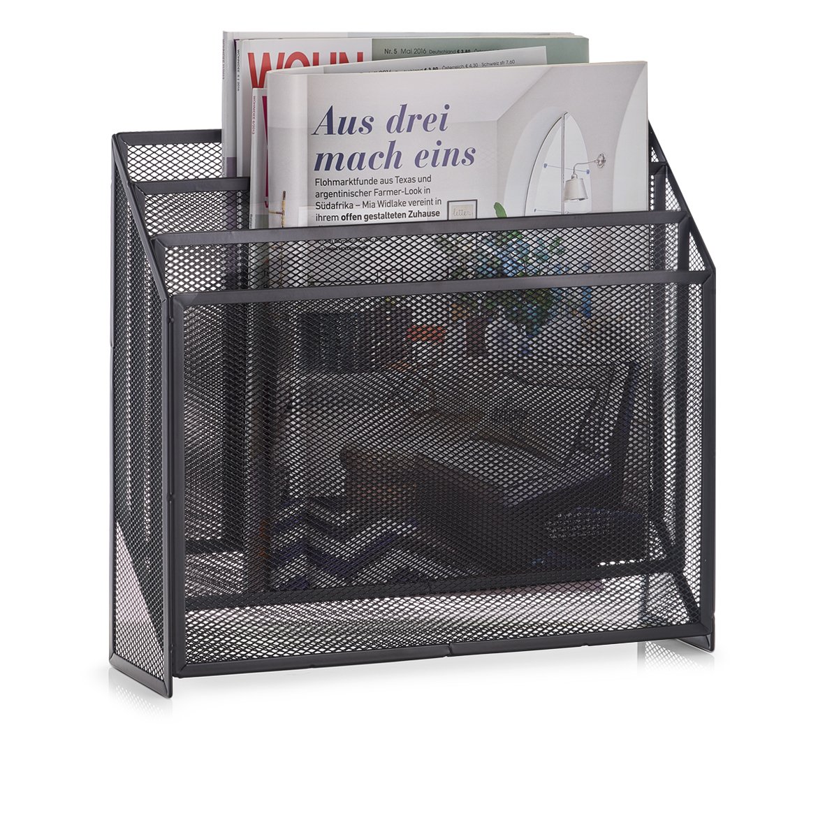 zeller-present-home-living-zeitungsst-nder-mesh-anthrazit-2 image 2