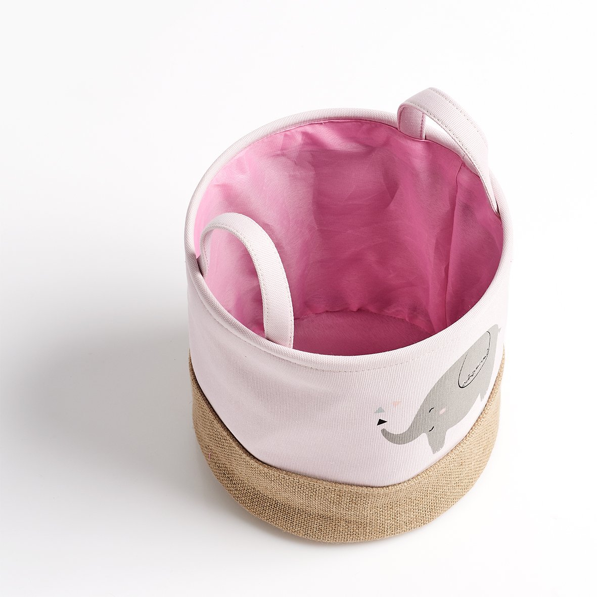 zeller-present-elefant-aufbewahrungskorb-polyester-jute-rosa image 3