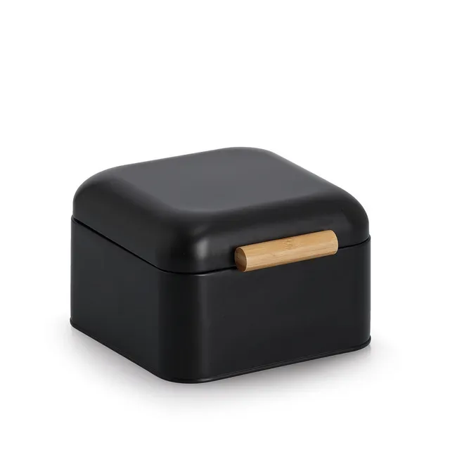 zeller-present-k-che-brotkasten-metall-bambus-schwarz image 1