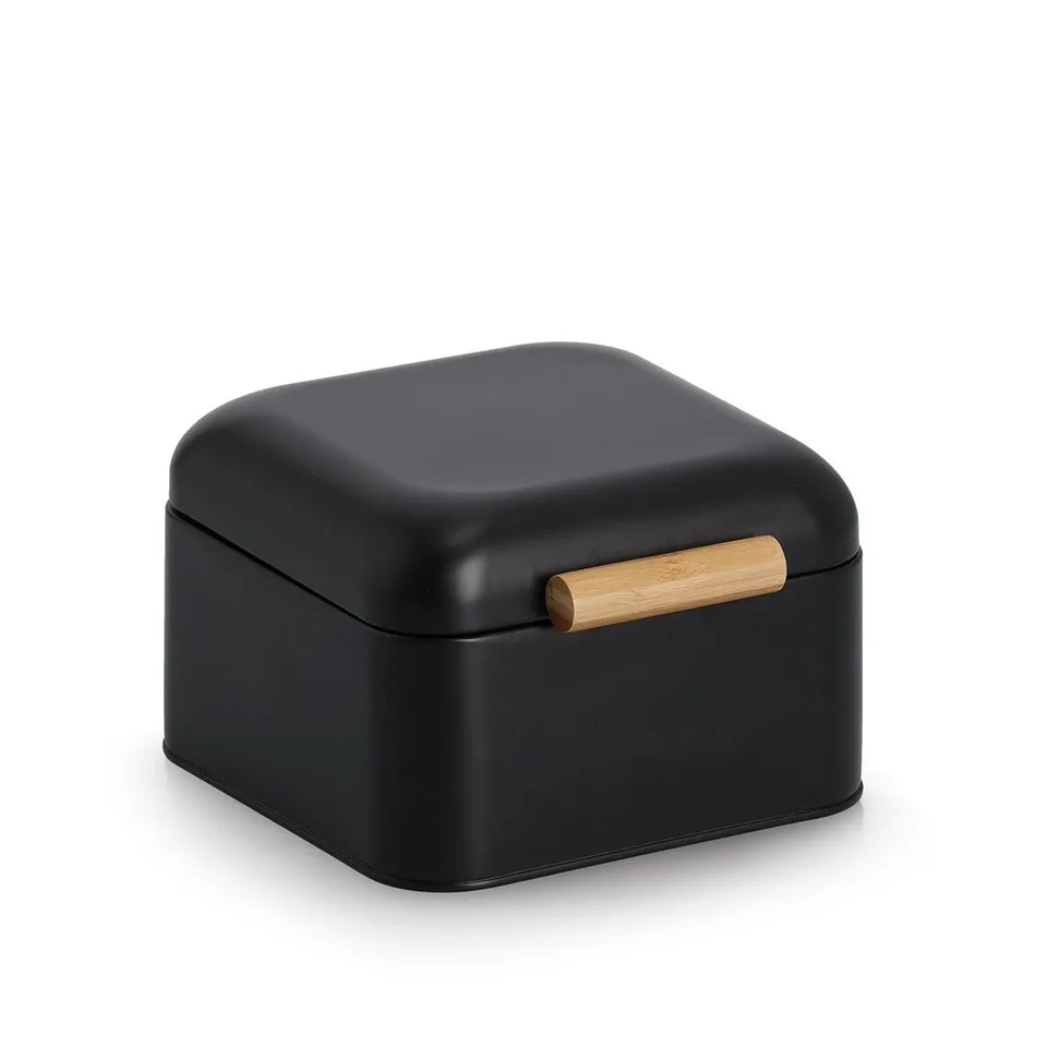 zeller-present-k-che-brotkasten-metall-bambus-schwarz image 1