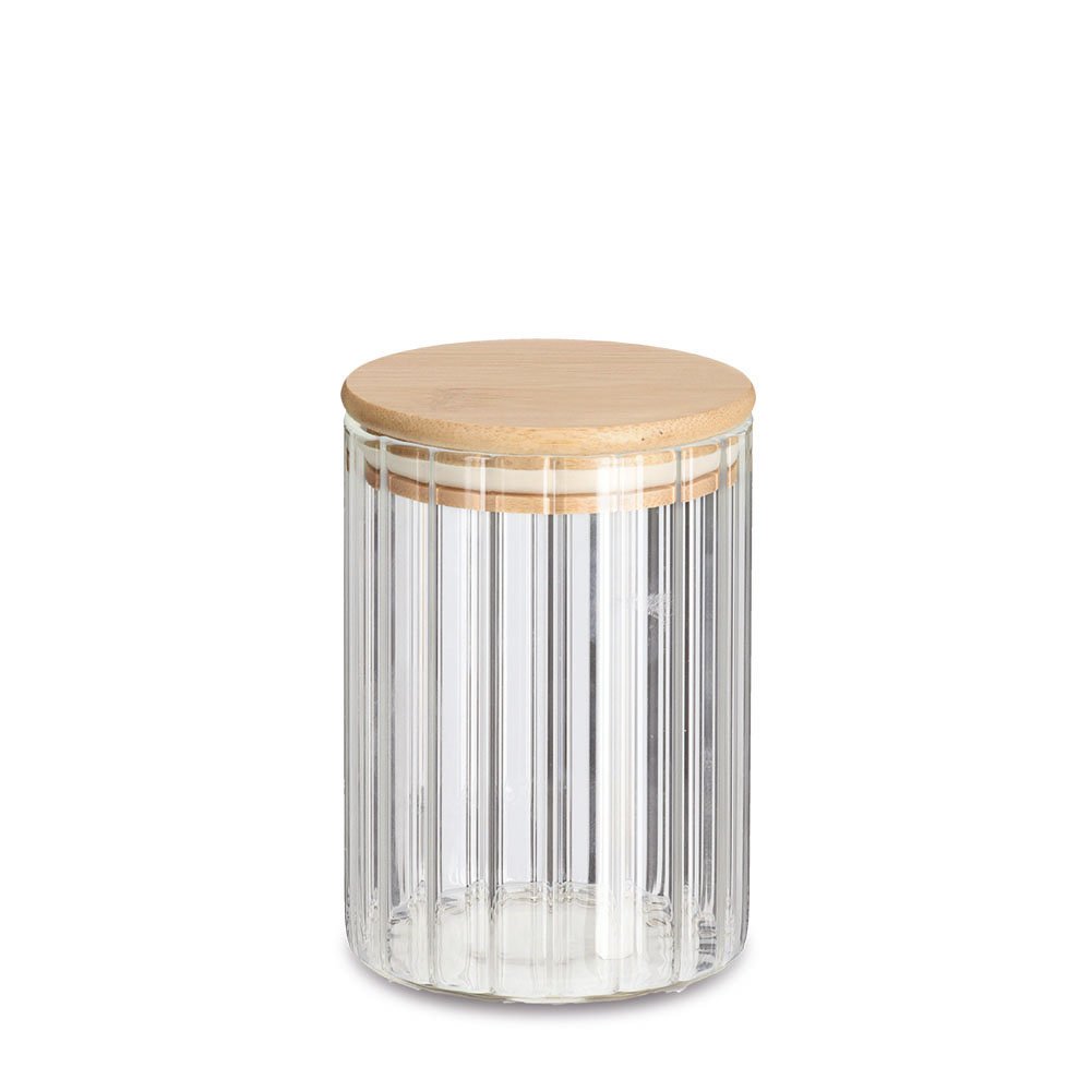 zeller-present-k-che-vorratsglas-rillen-610-ml-bambusdeckel image 1