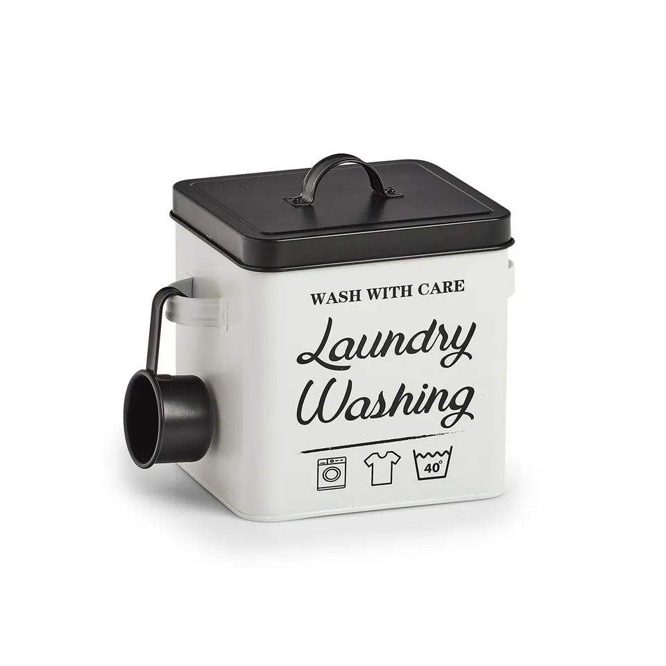 zeller-present-home-waschpulver-box-laundry-metall-mit-l-ffel image 1
