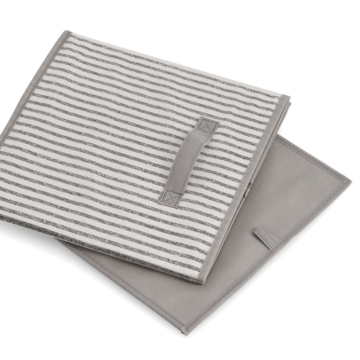 zeller-present-stripes-aufbewahrungsbox-vlies-beige-faltbar image 2