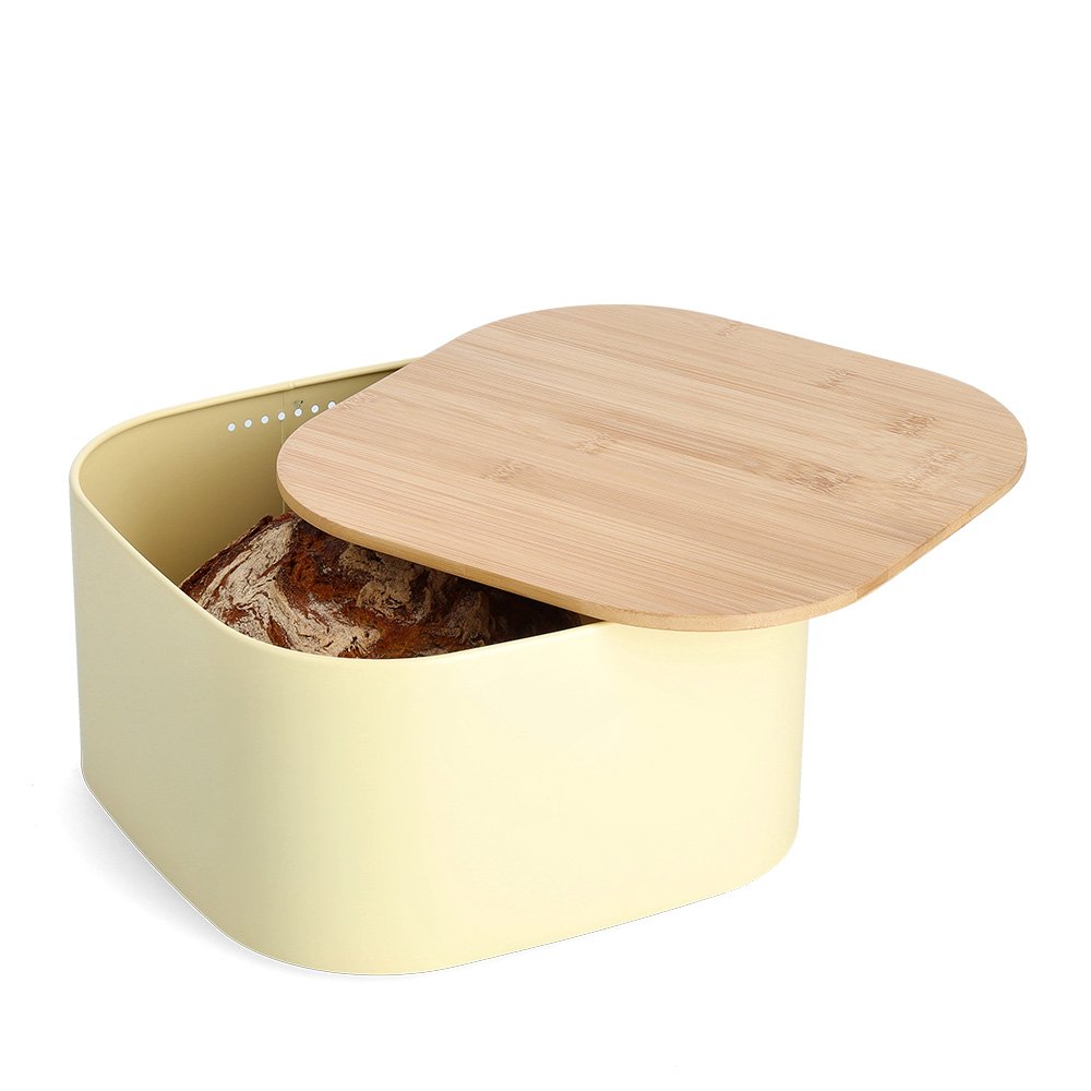 zeller-present-k-che-brotkasten-gelb-metall-bambusdeckel image 5