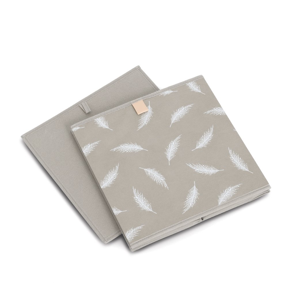 zeller-present-feather-aufbewahrungsbox-vlies-grau-federprint image 3