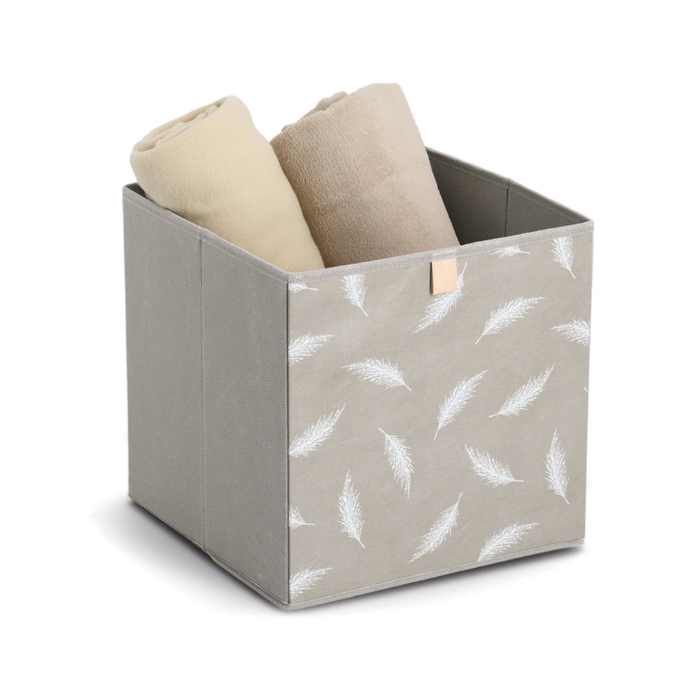 zeller-present-feather-aufbewahrungsbox-vlies-grau-federprint image 2