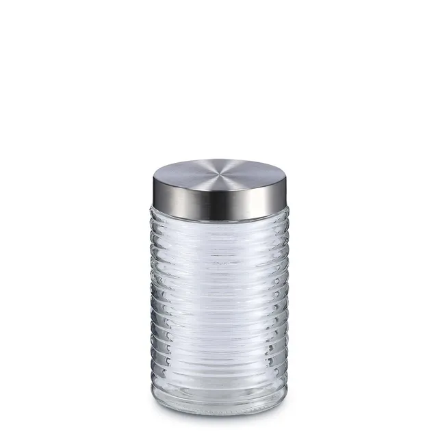 zeller-present-k-che-vorratsglas-gerillt-1000-ml-edelstahl image 1