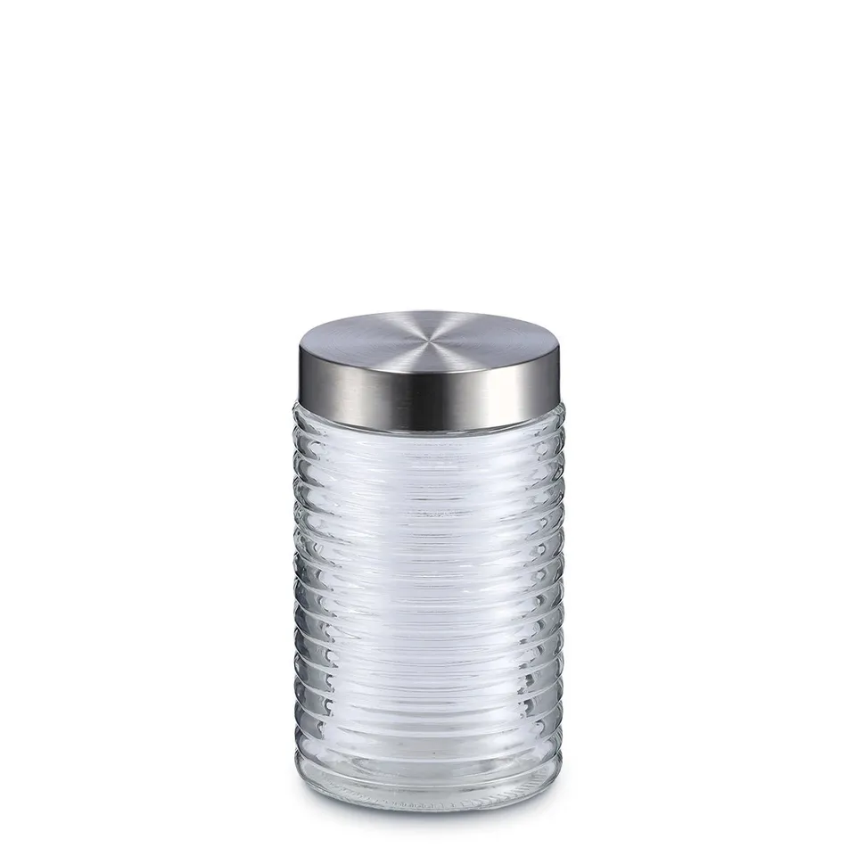 zeller-present-k-che-vorratsglas-gerillt-1000-ml-edelstahl image 1