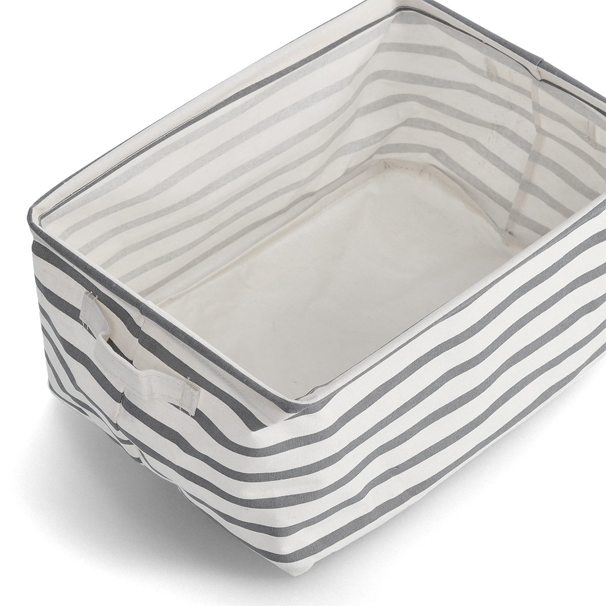 zeller-present-stripes-aufbewahrungskorb-canvas-grau-wei image 2