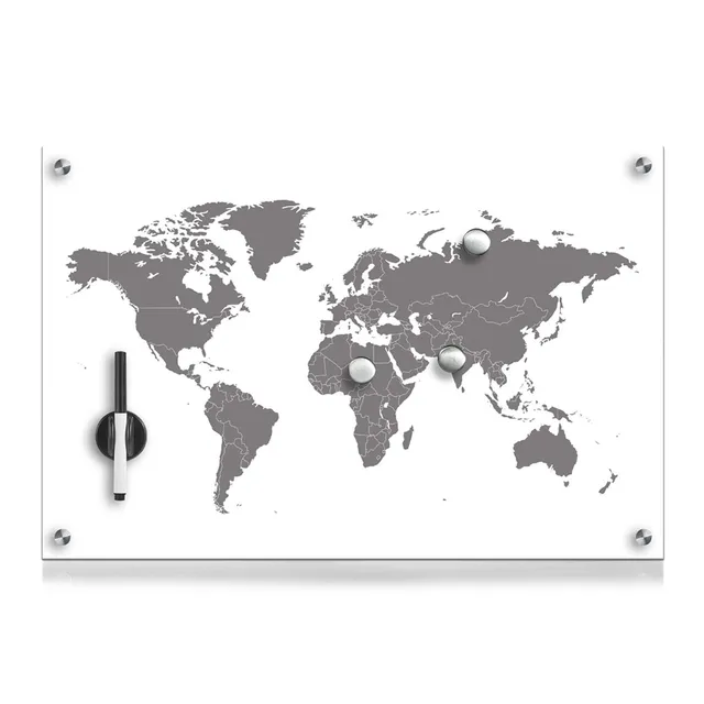 zeller-present-office-memoboard-world-map-glas-magnetisch image 1