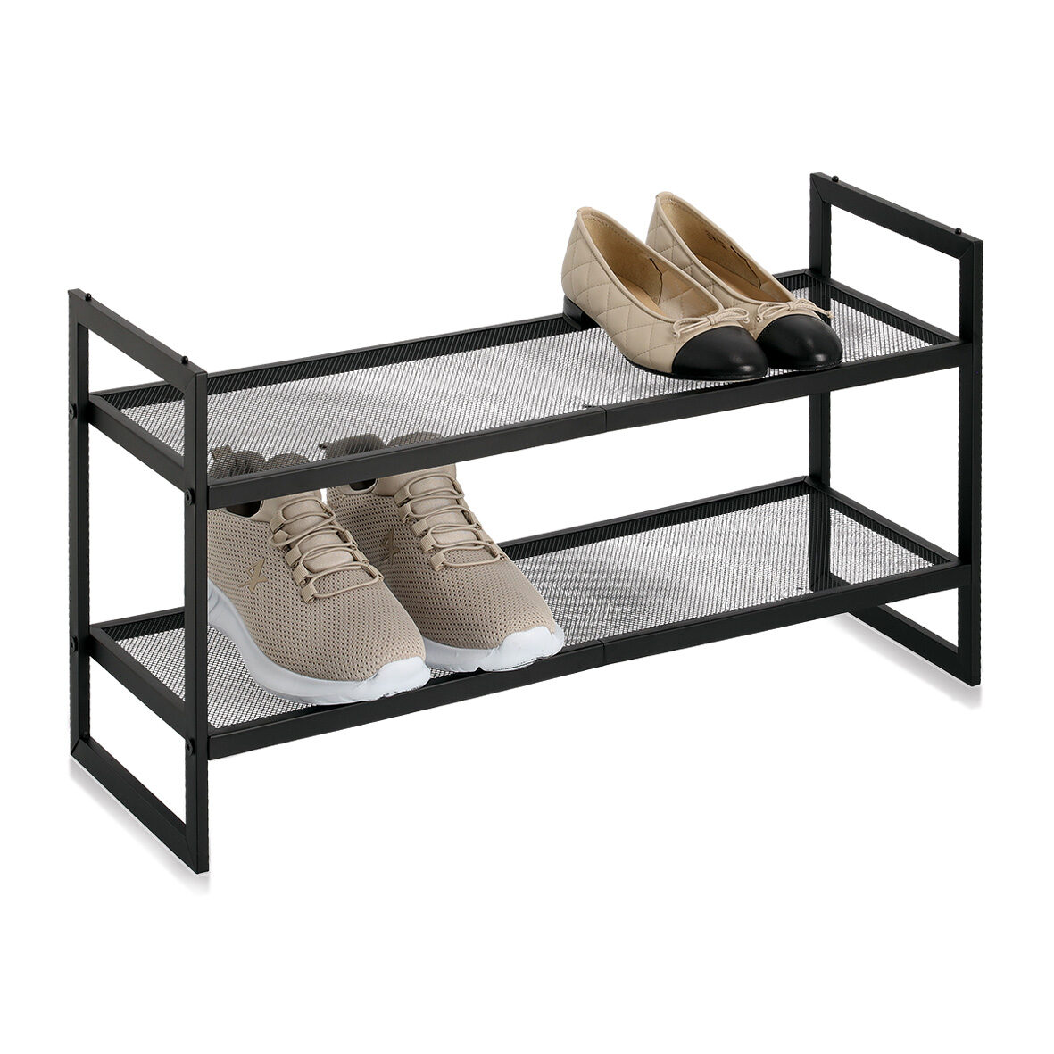 zeller-present-k-che-schuhregal-2-ablagen-metall-schwarz-stapelbar image 2