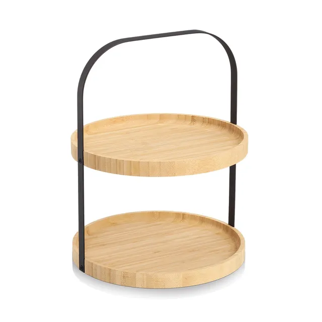 zeller-table-etagere-bambus-metall-schwarz-2-st-ckig image 1