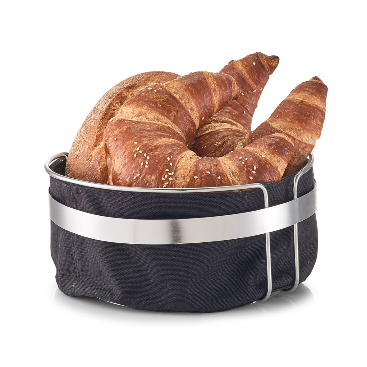 zeller-present-k-che-brotkorb-mit-beutel-schwarz-metall image 2