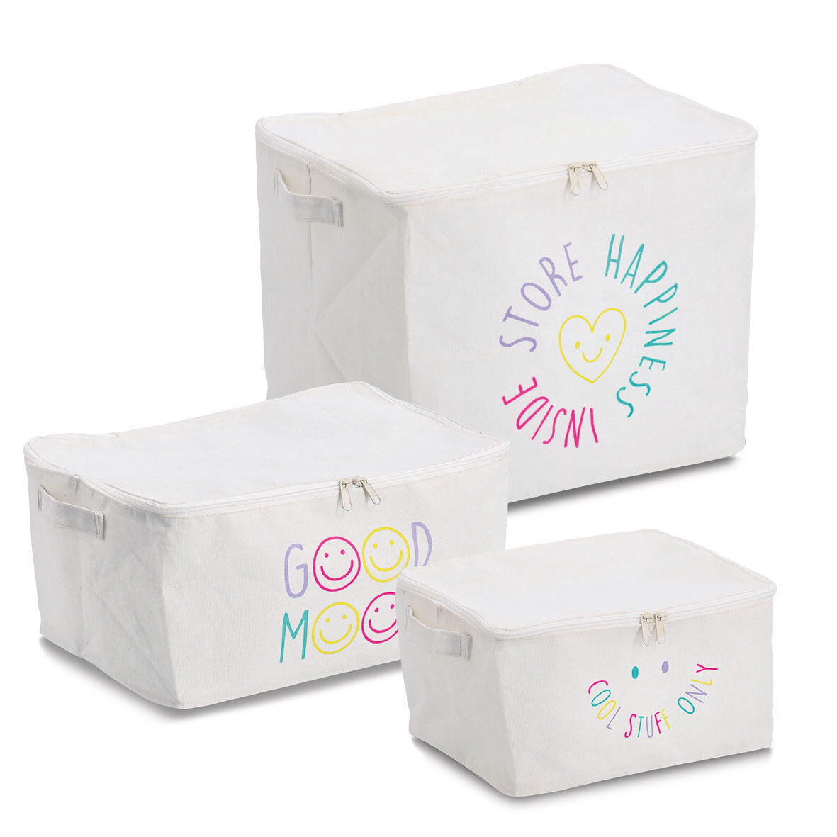 zeller-present-aufbewahrungsbox-good-mood-reissverschluss-creme image 2
