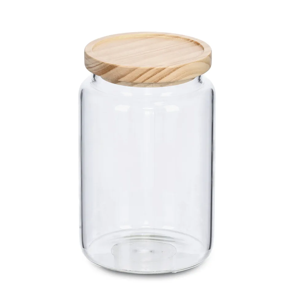 zeller-present-k-che-vorratsglas-1270-ml-holzdeckel-borosilikat image 1
