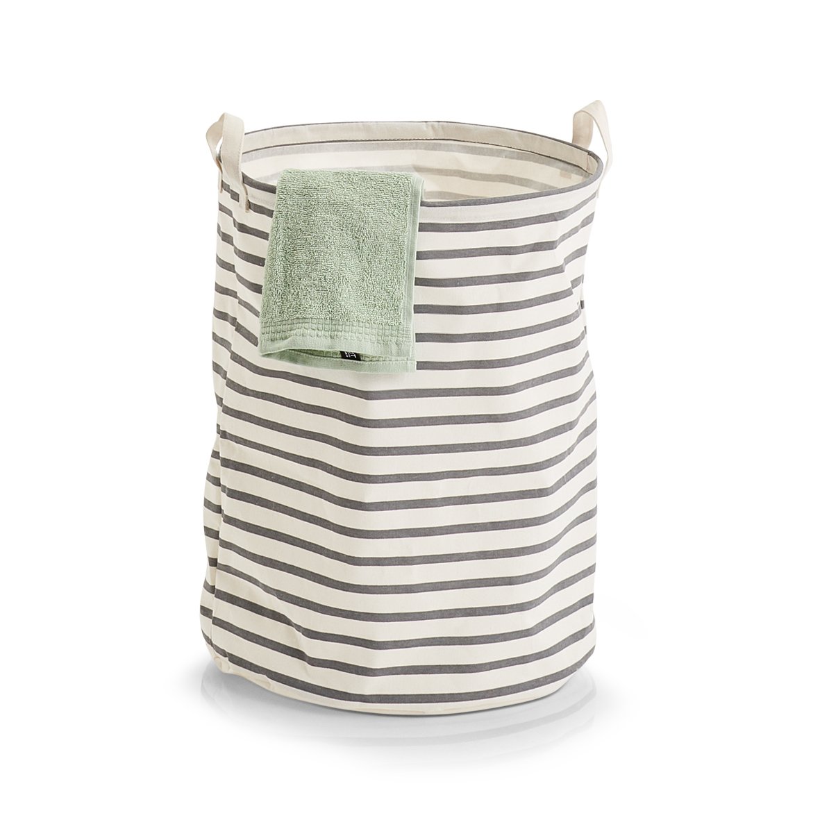 zeller-present-stripes-w-schesammler-canvas-wei-grau-mit-griffen image 2