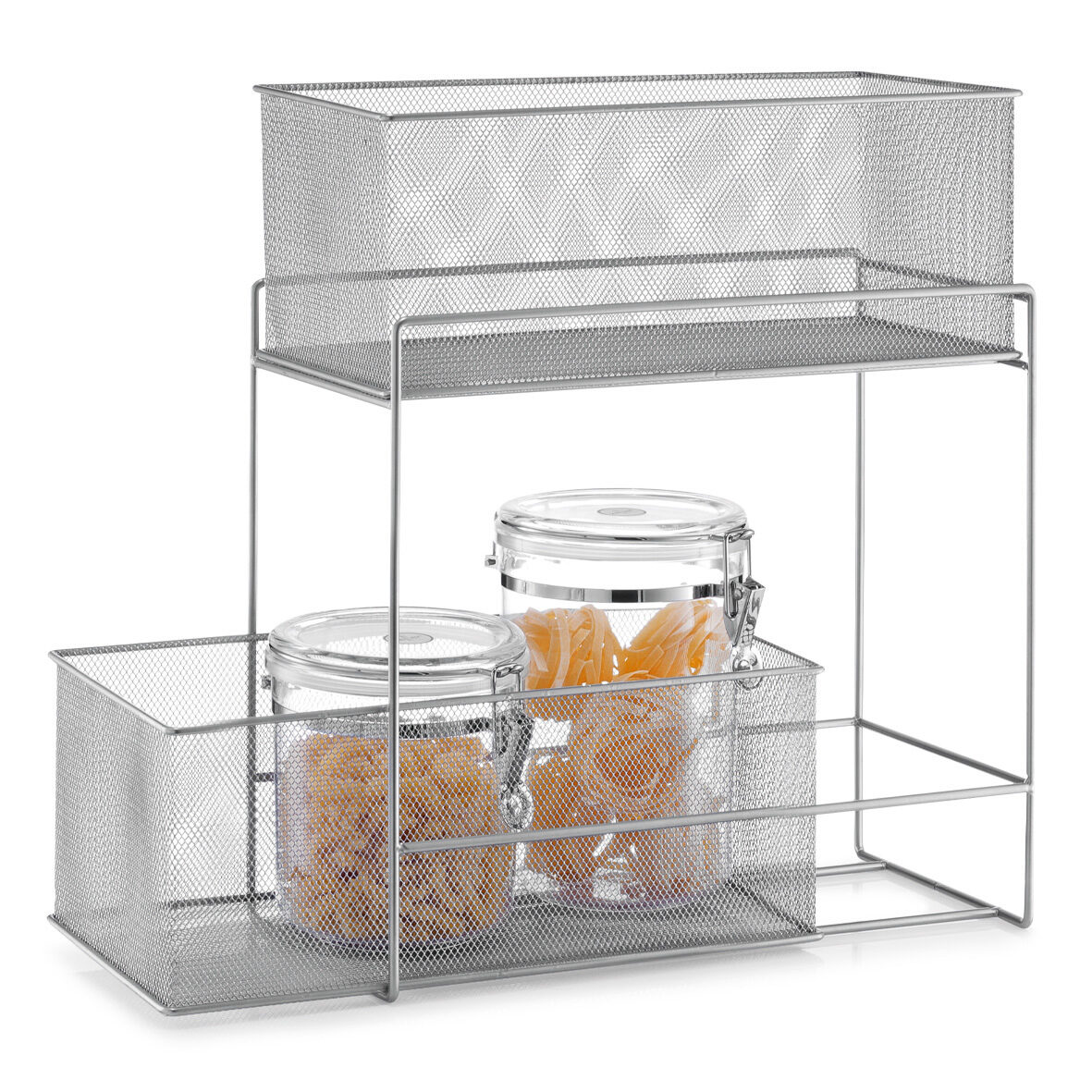 zeller-home-living-etagenregal-mit-2-k-rben-mesh-metall image 4