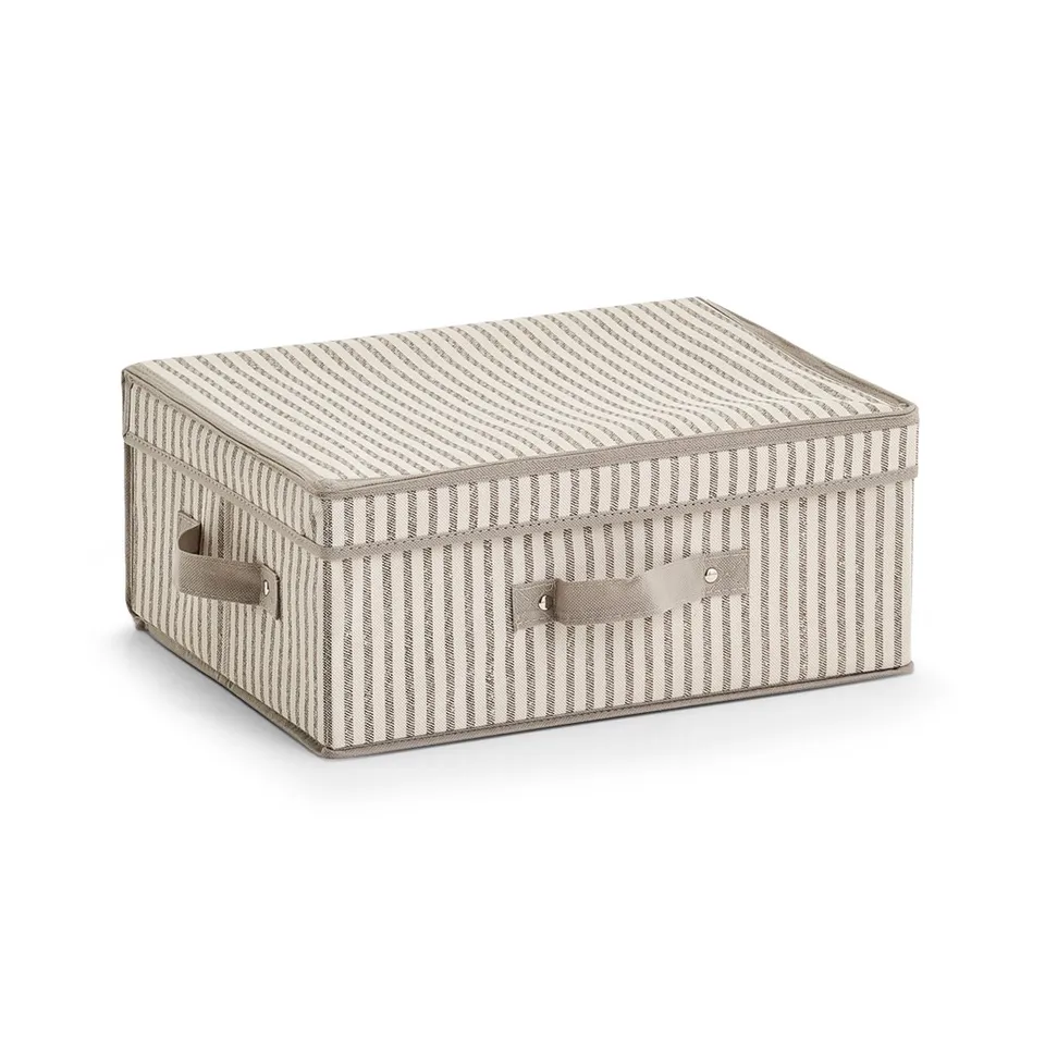 zeller-present-stripes-aufbewahrungsbox-vlies-beige-deckel image 1