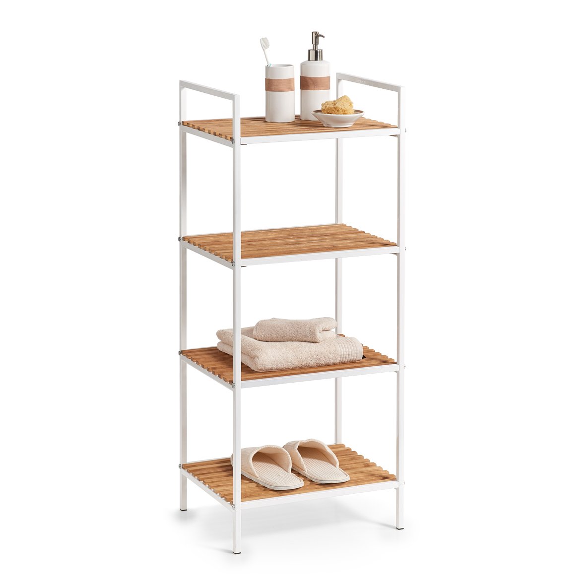 zeller-present-home-living-standregal-4-ablagen-bambus-wei image 2
