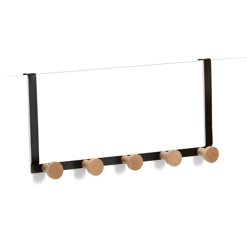 zeller-home-t-rh-nger-5-haken-metall-holz-schwarz image 1