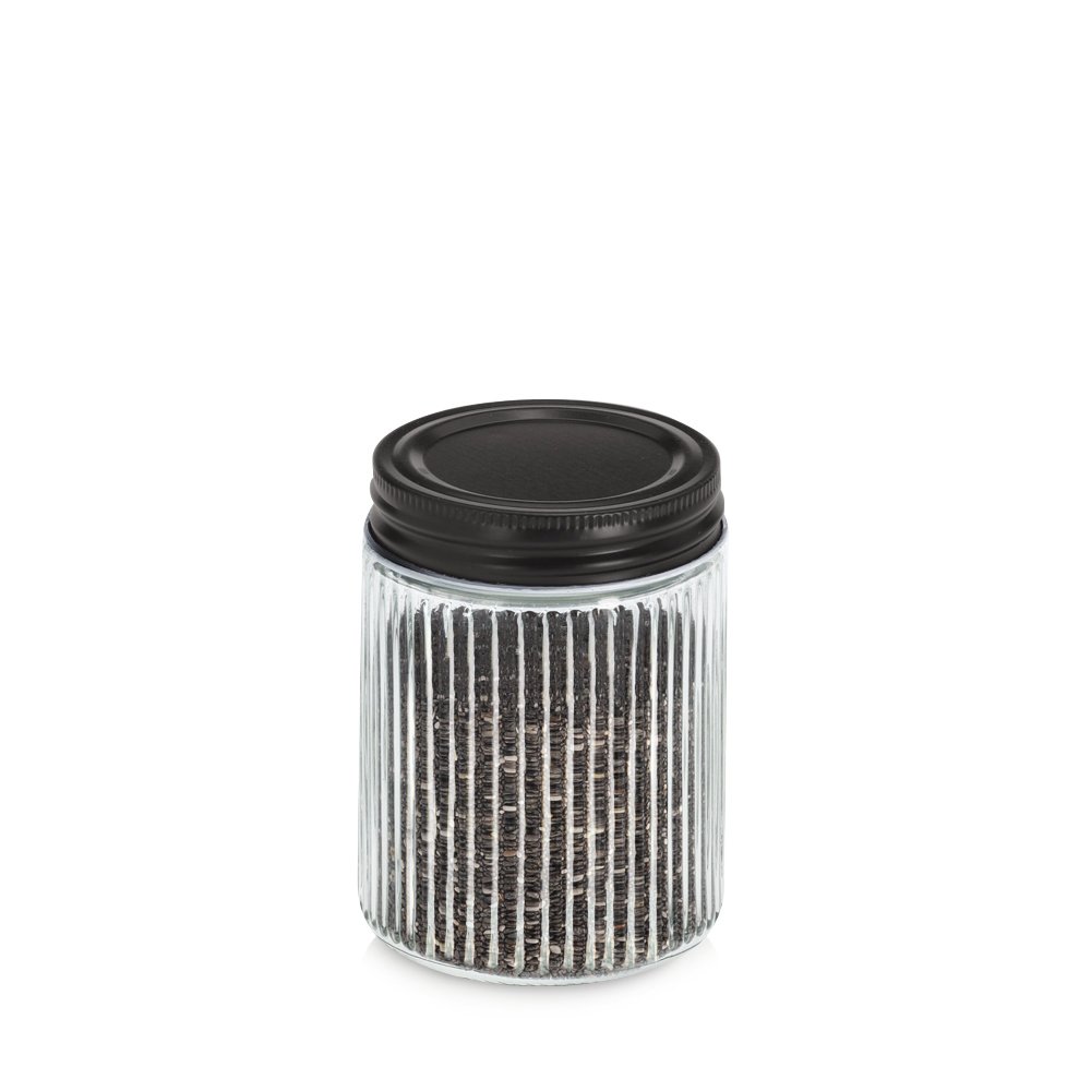 zeller-present-k-che-vorratsglas-metalldeckel-300-ml-schwarz-geriffelt image 2