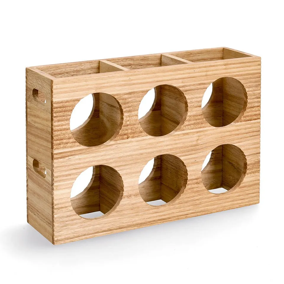 zeller-stripes-weinregal-6-flaschen-gummibaum-rillenoptik image 1
