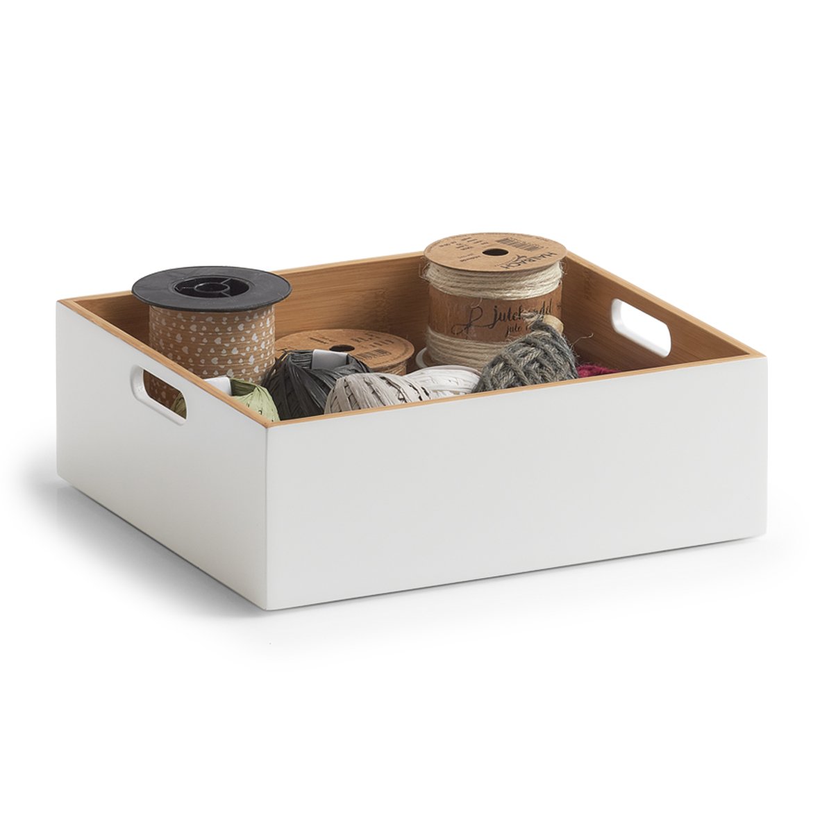 zeller-home-living-aufbewahrungskiste-bambus-wei-stapelbar image 2