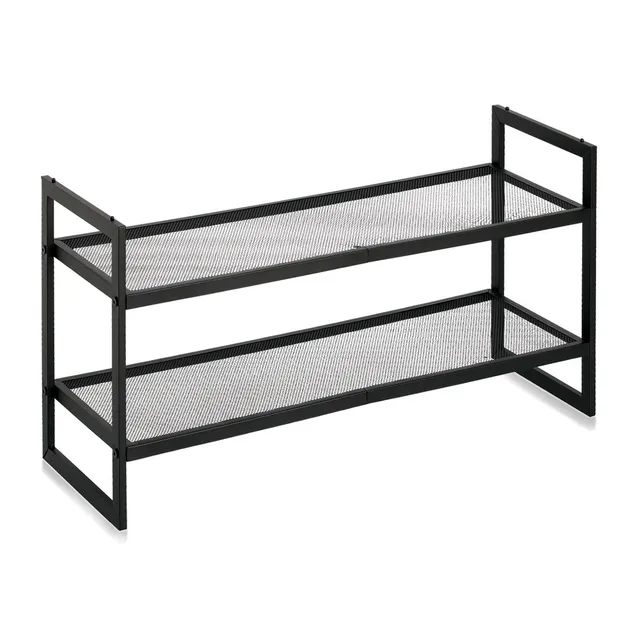 zeller-present-k-che-schuhregal-2-ablagen-metall-schwarz-stapelbar image 1