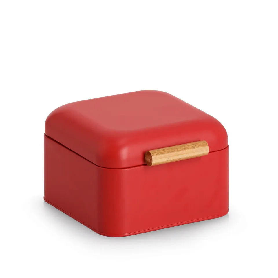 zeller-present-brotkasten-metall-bambus-rot-retro image 1