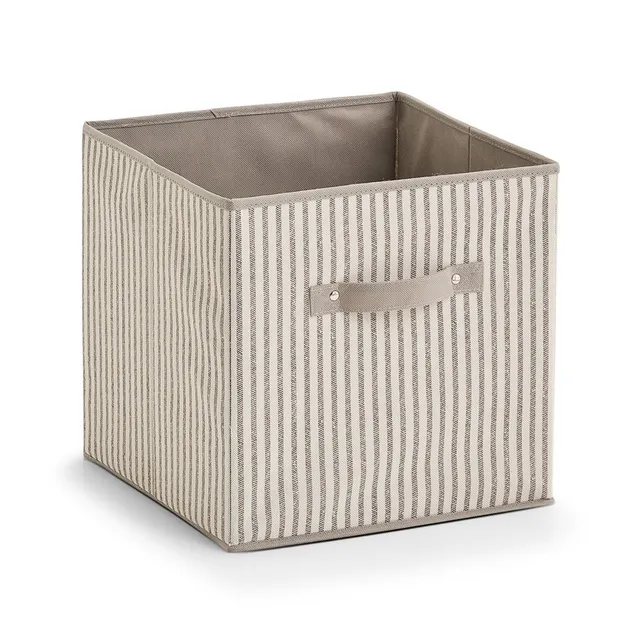 zeller-present-stripes-aufbewahrungsbox-vlies-beige-faltbar image 1