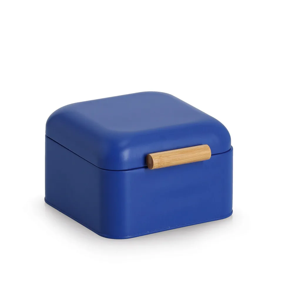 zeller-present-k-che-brotkasten-metall-bambus-blau-retro-2 image 1