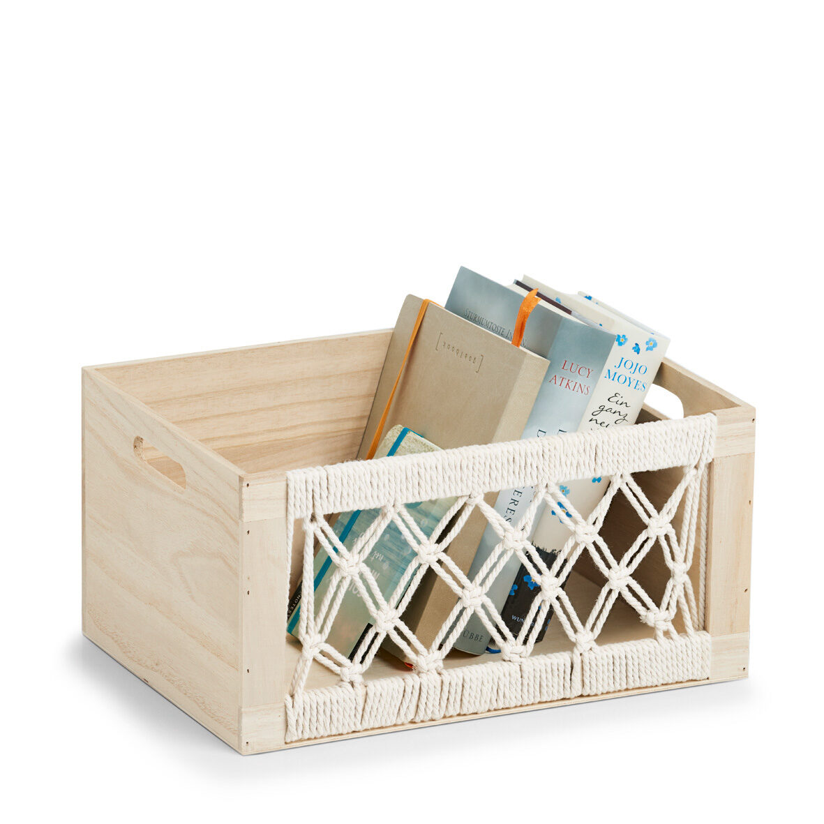 zeller-present-boho-aufbewahrungskiste-holz-baumwolle image 2