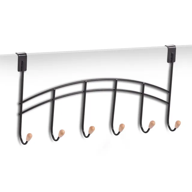 zeller-present-home-t-rh-nger-6-haken-metall-holz-schwarz image 1