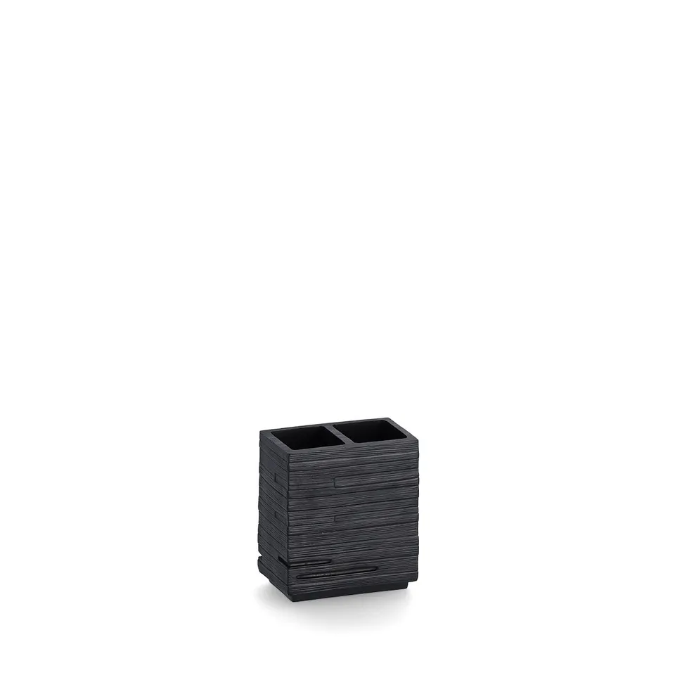 zeller-present-bad-zahnb-rstenhalter-schiefer-polyresin-schwarz image 1