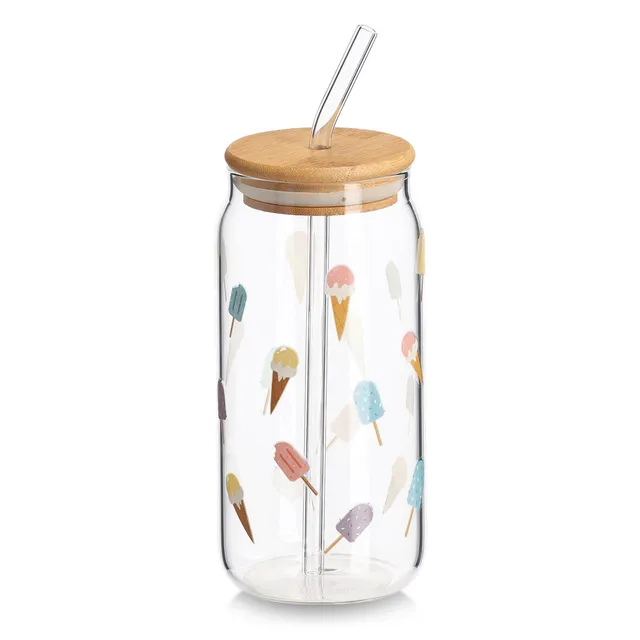 zeller-present-k-che-trinkglas-ice-cream-500-ml-bambusdeckel image 1