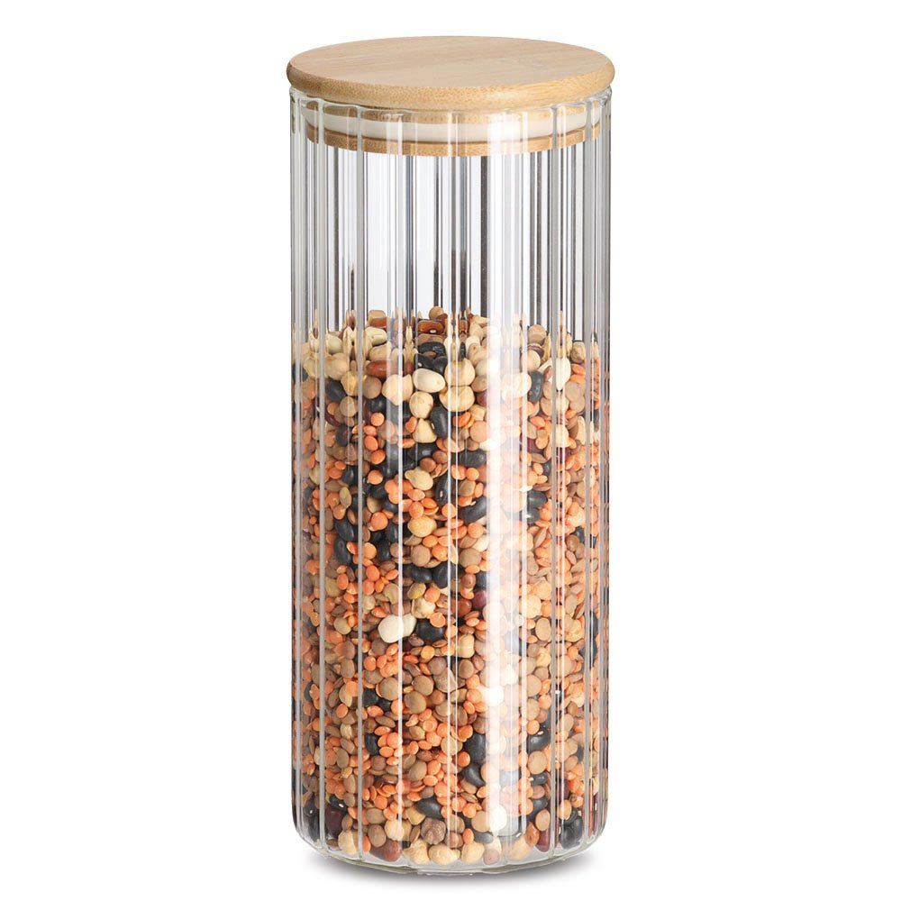 zeller-present-k-che-vorratsglas-rillen-bambusdeckel-1100-ml image 3