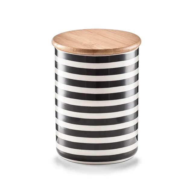 zeller-k-che-vorratsdose-stripes-keramik-bambusdeckel image 1