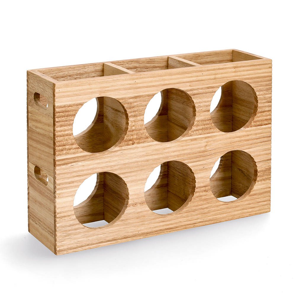 zeller-stripes-weinregal-6-flaschen-gummibaum-rillenoptik image 1