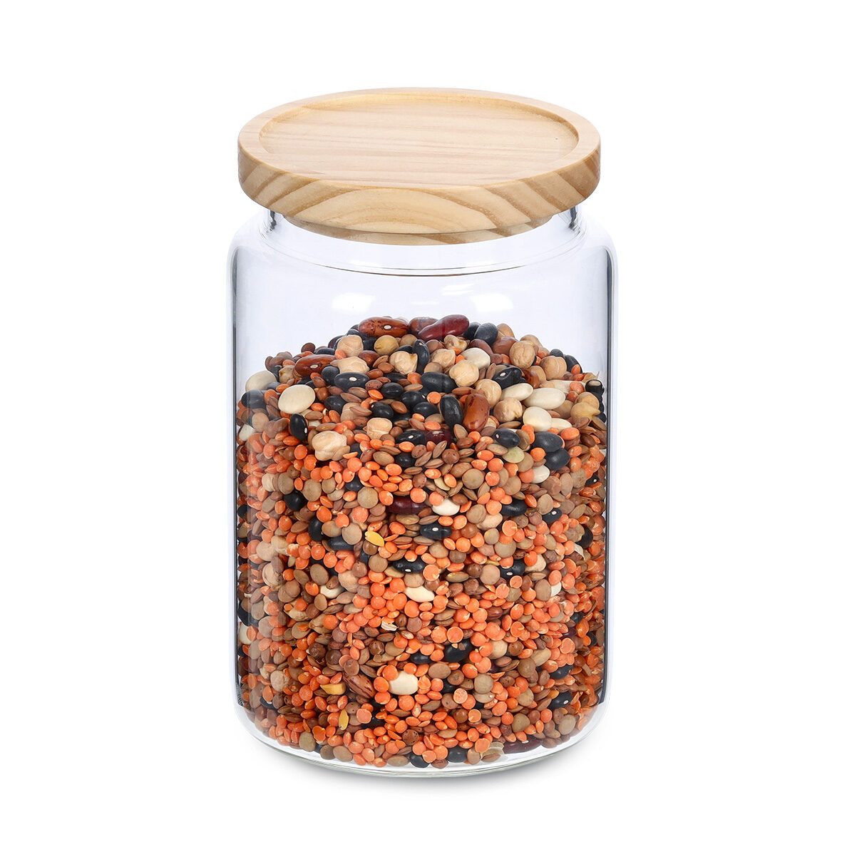 zeller-present-k-che-vorratsglas-1270-ml-holzdeckel-borosilikat image 2